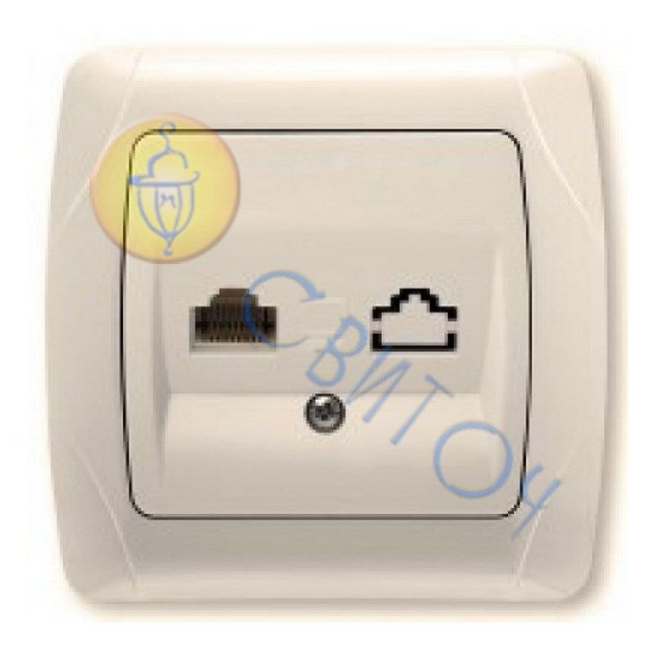 90562032 Розетка модем (rj 45 Cat 5e) крем CARMEN Vi-Ko