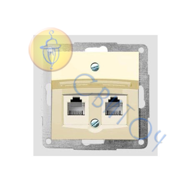 Корпус Hager для установки 2-х разьемов RJ-12/RJ-45 АМР с заглушкой и полем для надписи, сл./кость (22029903)