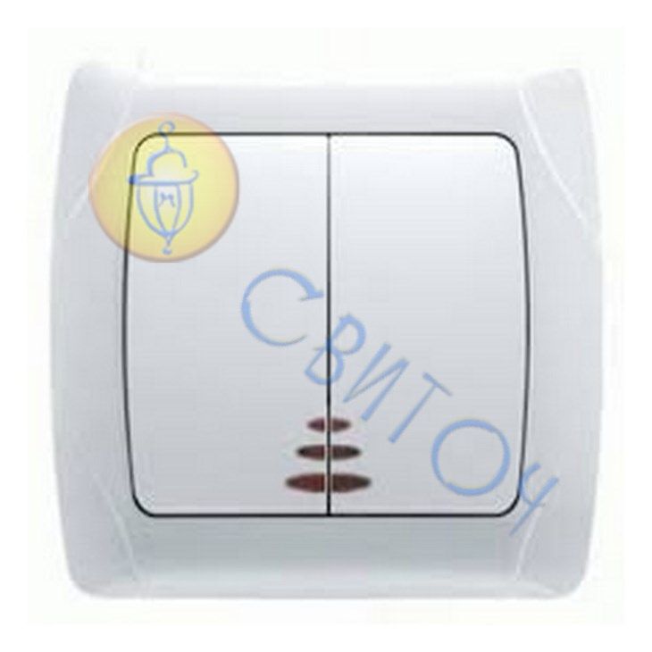 90561050 Выключатель 2 скр. с подсв. белый CARMEN Vi-Ko