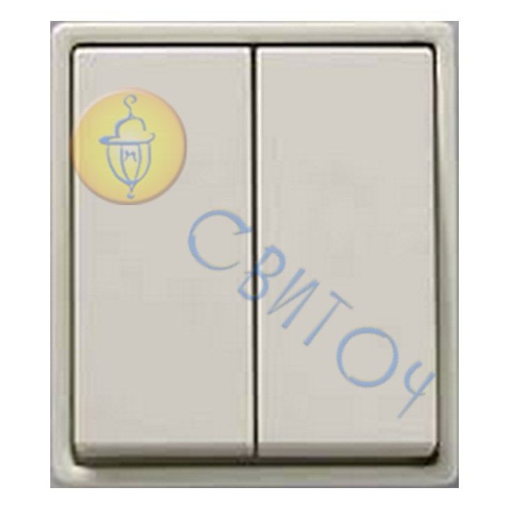 Выключатель Hager 2-клавишный белый 5655 (б/винт) 16А/230В (5655\5UW)