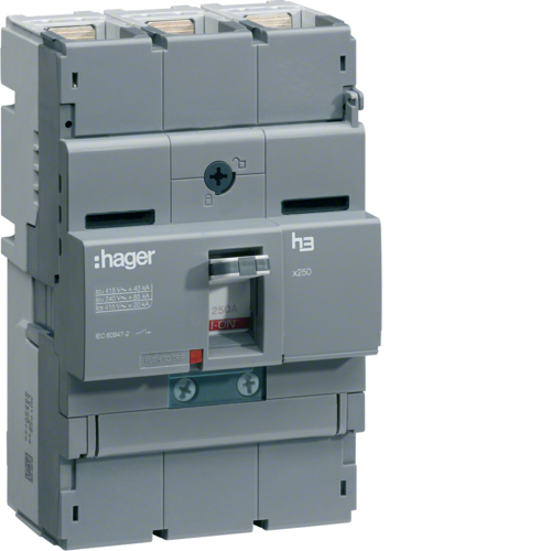 Автоматический выключатель Hager x250, In=200А, 3п, 40kA, Трег./Мрег. (HNB200H)
