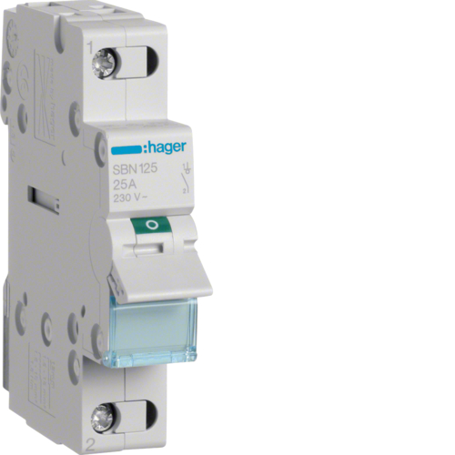 Выключатель нагрузки Hager 230В/25 А, 1-полюсный, 1м (SBN125)