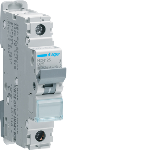 Автоматический выключатель Hager In=25 А, 1п, D, 10 kA, 1м (NDN125)