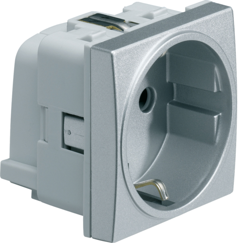 Розетка Hager с з/к з защитой контактов QuickConnect 2М Systo титан, 16А/250В (WS160T)