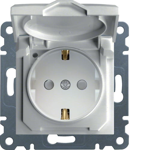Розетка Hager с з/к c защитой контактов с крышкой Lumina-2, белая, 16А/230В (WL1160)