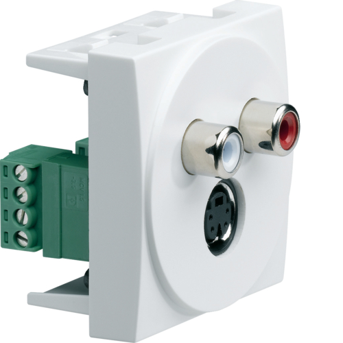 Розетка Hager S-Video + RCA audio 2М белый (WS279)