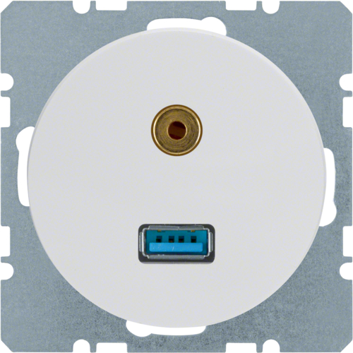 Розетка Berker USB/3.5мм аудио, пол.белизна, R.x (3315392089)