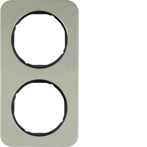 Рамка Berker 2Х нержавеющая сталь/черный, R.1 (10122104)