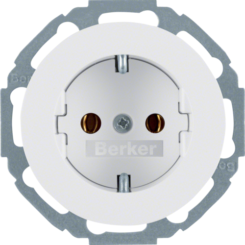 Розетка Berker с з/к, защ.контактов, 16А/250В, пол.белизна, R.Classic (47552089)