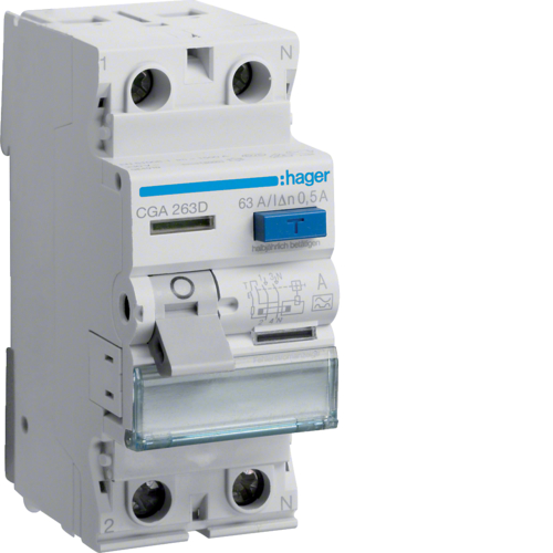 Устройство защитного отключения Hager 2P 63A 500mA A (CGA263D)