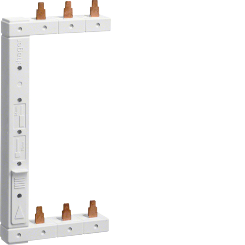 Шина Hager фазная вертикальная 3P 16мм² 2-ряда, левая (KCL363L)