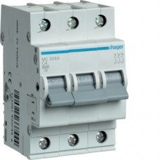 Автоматический выключатель Hager 3P 6kA C-4A 3M (MC304A)
