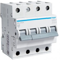 Автоматический выключатель Hager 4P 6kA C-10A 4M (MC410A)