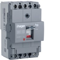 Автоматический выключатель Hager x160, In=20А, 3п, 18kA, Тфикс./Мфикс. (HDA020L)