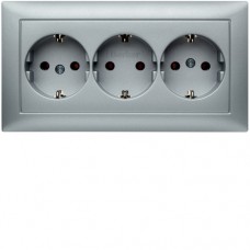 Розетка Berker с з/к тройная, цельная, алюминий 16А/250В S.1/B.х (47661939)