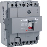 Автоматический выключатель Hager x160, In=80А, 4п, 18kA, Тфикс./Мфикс. (HDA081L)