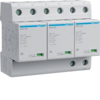 Комбинированный разрядник Hager, клас 1+2,сменный,с индикацией и доп. контактом,TNC,3п,75kA (SPN800R)