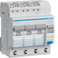 Дифференциальный автоматический выключатель Hager 3x(1P+N) 6kA C-10A 30mA тип-А QuickConnect (ADZ360D)