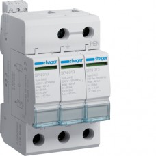 Разрядник Hager класса 2, c доп.контактом, 3п, 40kA, Up<=2kB (SPN517)