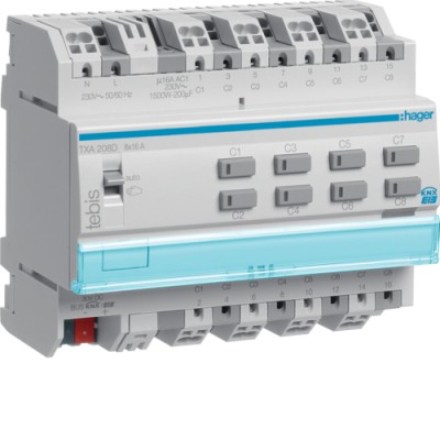 Исполнительное устройство Hager KNX 8-канальное, 10A, C-Last (TXA208D)