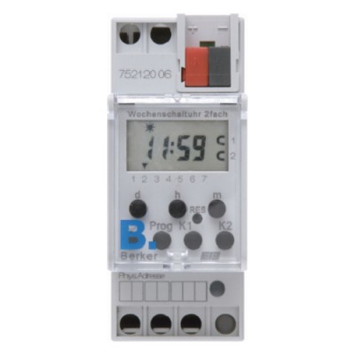 Таймер Hager недельный , 2-канальный, REG, KNX (75212006)