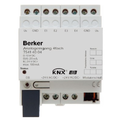 Аналоговый вход Hager, 4-канальный, REG, KNX (75414004)