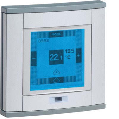 4-кнопочный термостат Hager с дисплеем KNX, серебристый (TX460B)