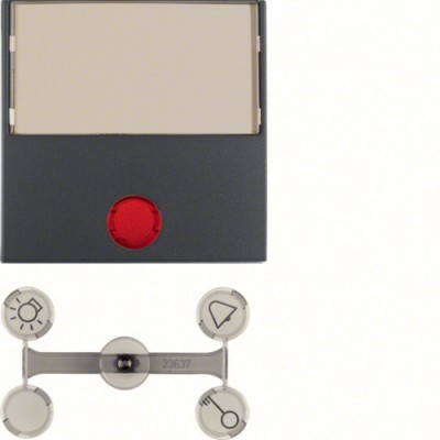 Клавиша Berker 1Х с линзами и большим полем д/надписи, антрацит B.х (16961606)