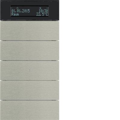 Клавишный сенсор с рег.темп-ры и дисплеем Berker, 5-канал., нержавеющая сталь, B.IQ (75665593)