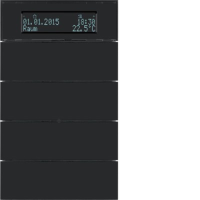 Клавишный сенсор с рег.темп-ры и дисплеем Berker, 4-канал., стекло - черный, B.IQ (75664592)