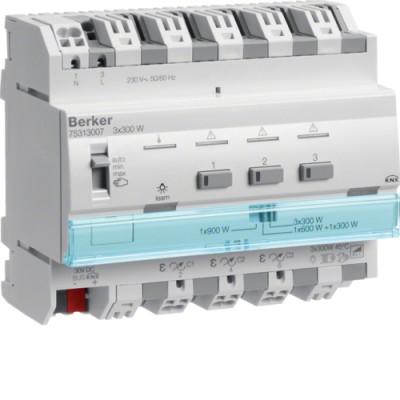 Исполнительное устройство Berker универсального диммера 3-канальный REG, до 300Вт на канал (75313007)