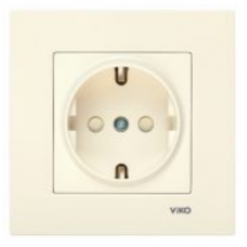 90970242-WH Розетка 1 с з/к и шторками крем Meridian Vi-Ko