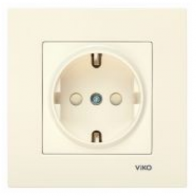90970242-WH Розетка 1 з з/к та шторками крем Meridian Vi-Ko