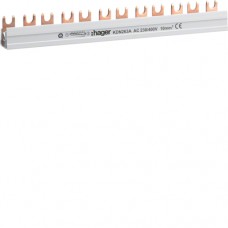 Шина Hager соединительная вилочная, 2-полюсная на 12 модулей, с изоляцией, 10мм2 (KDN263A)