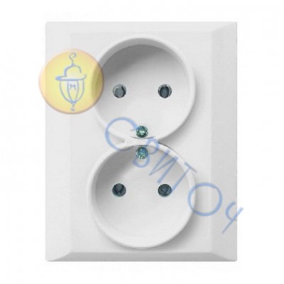 12002702 Розетка без з/к подвійна з рамкою біла OPTIMA, 16А/230В 