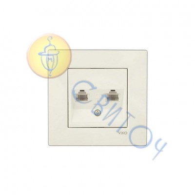 90960134 Розетка 2-а комп'ьютерна крем KARRE Vi-Ko