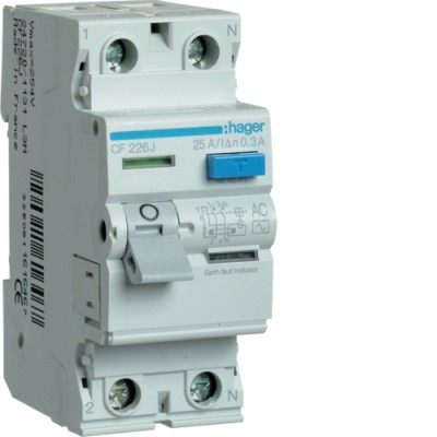 Устройство защитного отключения Hager 2P 25A, 300 mA, AC, 2м (CF226J)