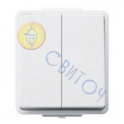 16000702 Вимикач 2-клавішний білий HERMETICA 10А/230В 