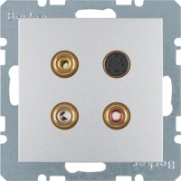 Мультимедийная розетка Berker: тюльпан/S-видео, алюминий B.х (3315321404)