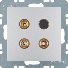 Мультимедійна розетка Berker: тюльпан/S-відео, алюміній B. х (3315321404)