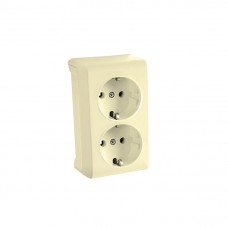 90681256 Розетка 2 с з/к откр. крем, Vera Vi-Ko