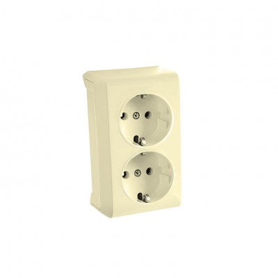 90681256 Розетка 2 с з/к откр. крем, Vera Vi-Ko