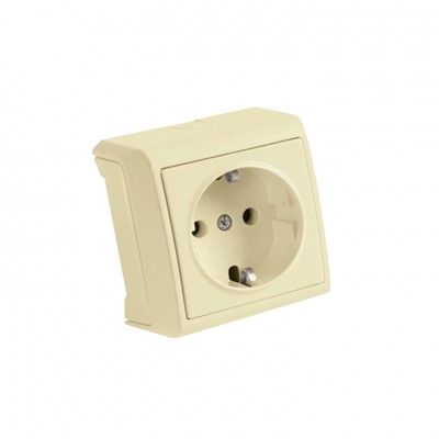 90681208 Розетка 1 с з/к откр. крем, Vera Vi-Ko