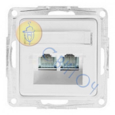 12018102 Корпус кутовий для установки двох роз'ємів RJ-12/RJ-45 виробництва АМР білий OPTIMA, HAGER
