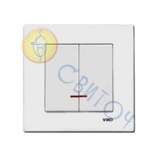 90960050 Вимикач 2скр. с підсв  білий KARRE  Vi-Ko