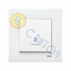 90960063 Вимикач 1скр. прохід. с підсв.  білий KARRE  Vi-Ko