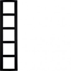 Рамка Berker 5Х чорна/підлога.білизна B. 3 (10153025)