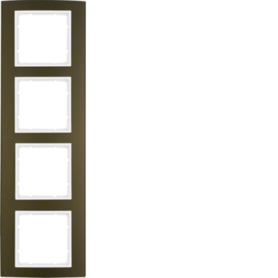 Рамка Berker 4Х КОРИЧНЕВАЯя/пол.белизна B.3 (10143021)