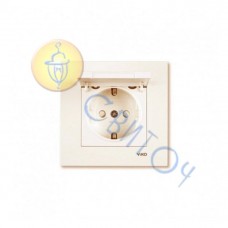 90960112 Розетка 1 с з/к и крышкой крем KARRE Vi-Ko