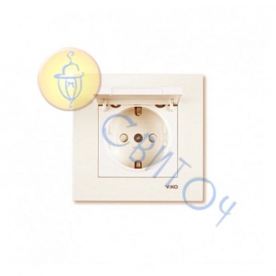 90960112 Розетка 1 з з/к та кришкою крем KARRE Vi-Ko